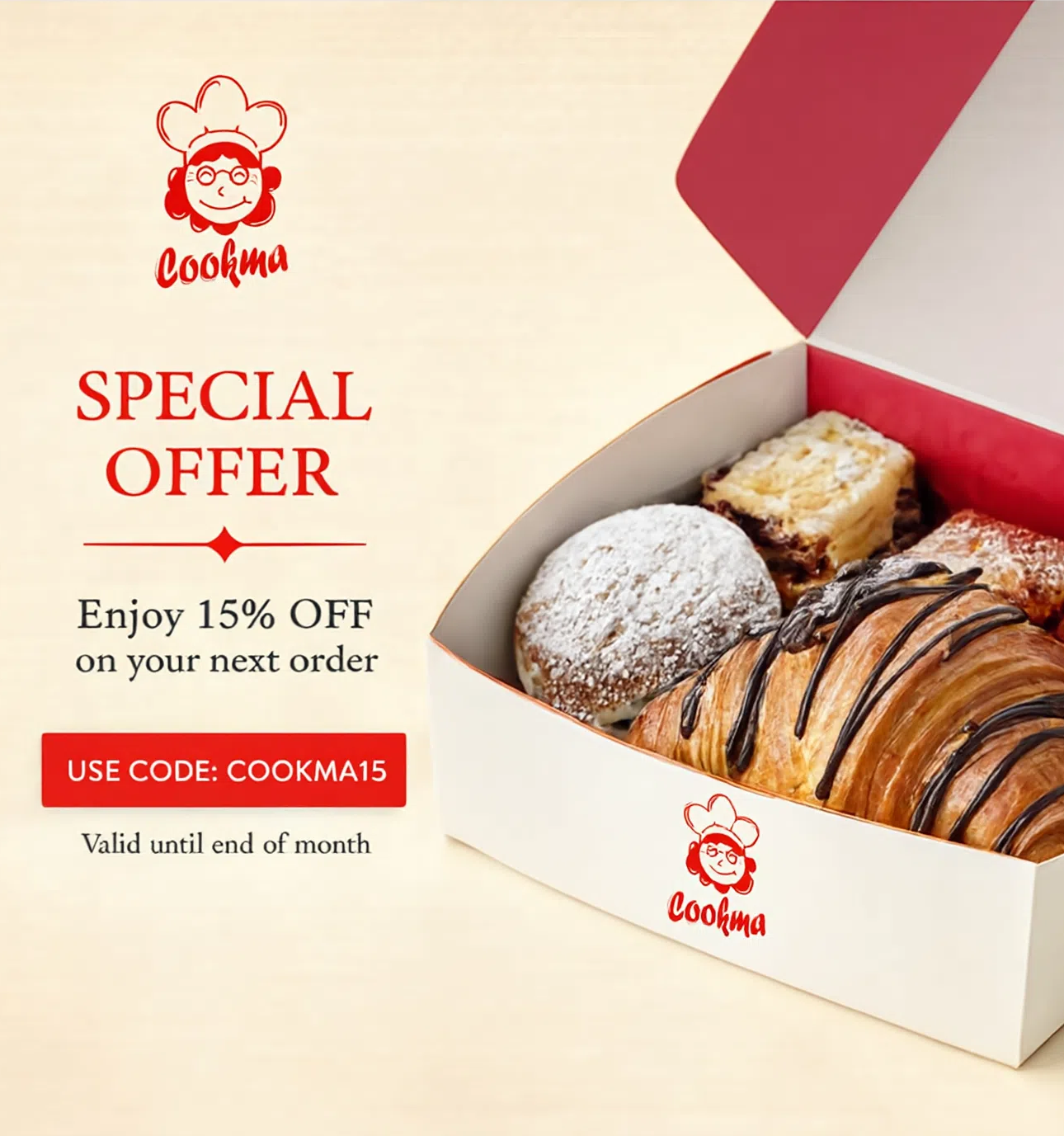 Cookma special offer - 15 percent off