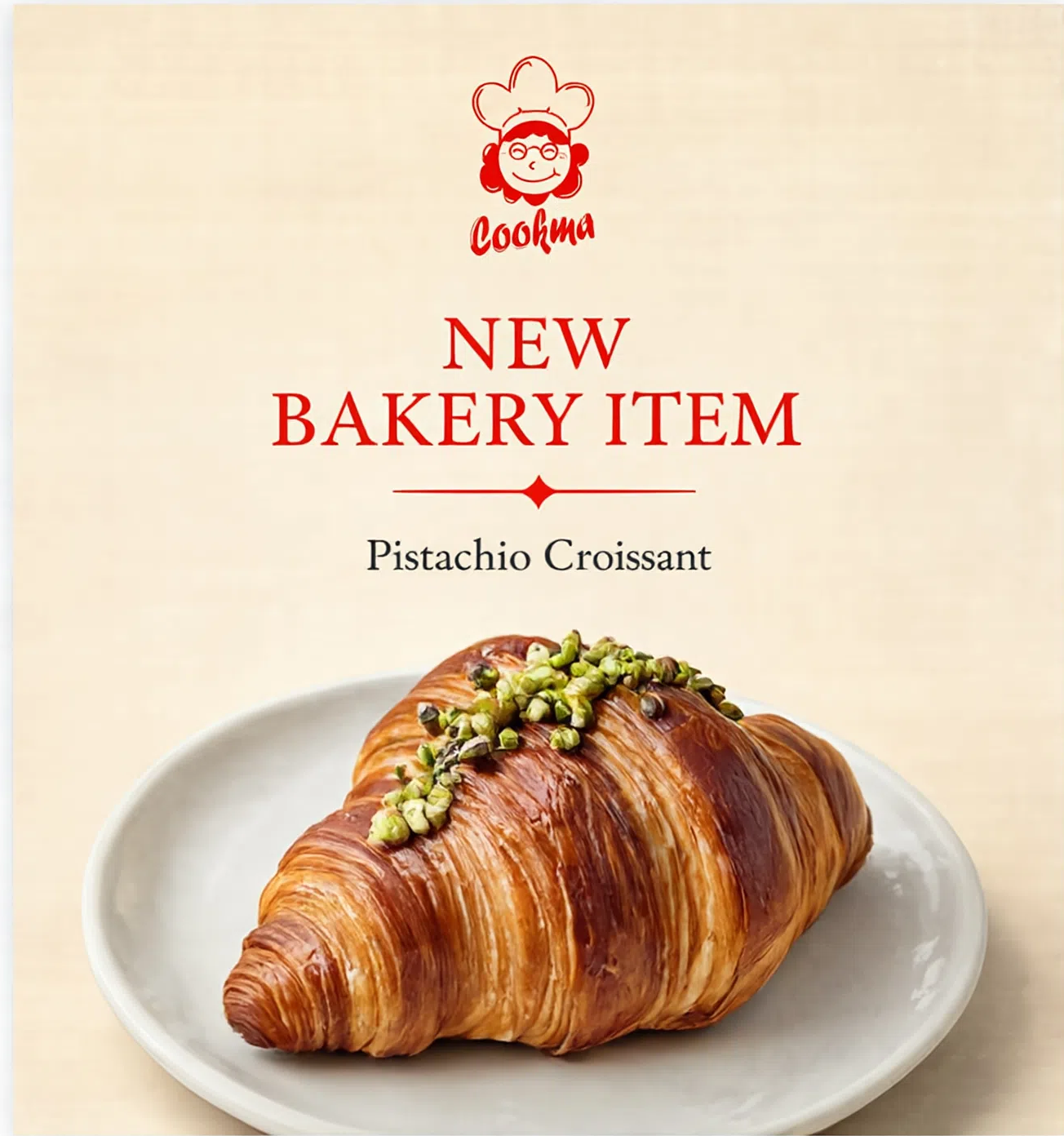 Cookma pistachio croissant new bakery item